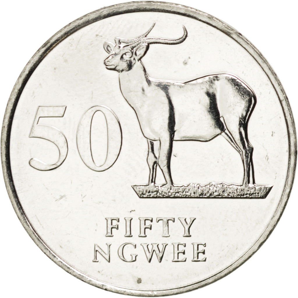 ZAMBIA, 50 Ngwee, 1992, KM #30, MS(63), Nickel Plated Steel, 22.55, 4.01