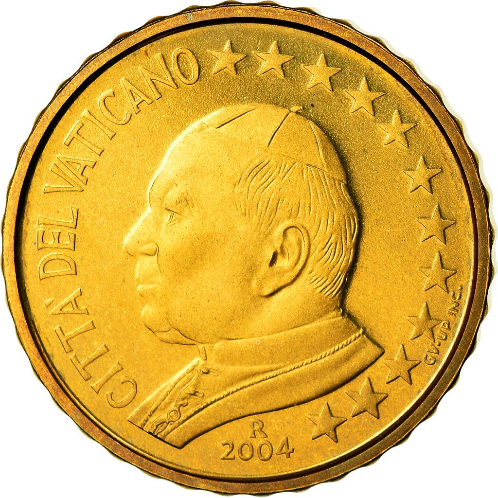 VATICAN CITY, 10 Euro Cent, 2004, MS(65-70), Brass, KM:344
