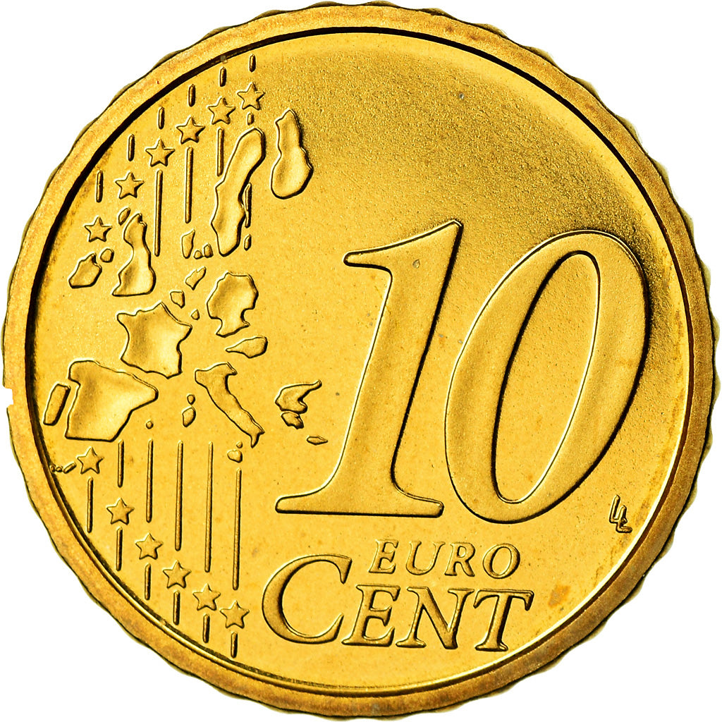 VATICAN CITY, 10 Euro Cent, 2004, MS(65-70), Brass, KM:344