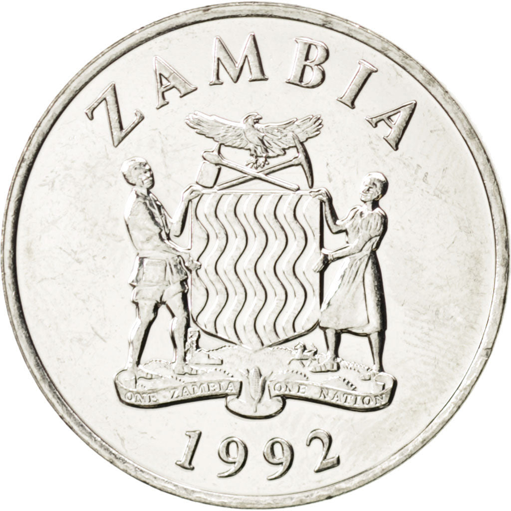 Coin, Zambia, 50 Ngwee, 1992, MS(63), Nickel plated steel, KM:30
