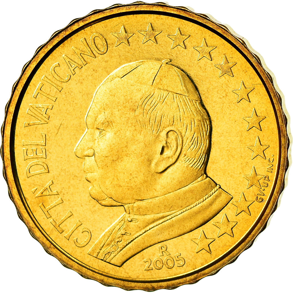 VATICAN CITY, 10 Euro Cent, 2005, MS(65-70), Brass, KM:344