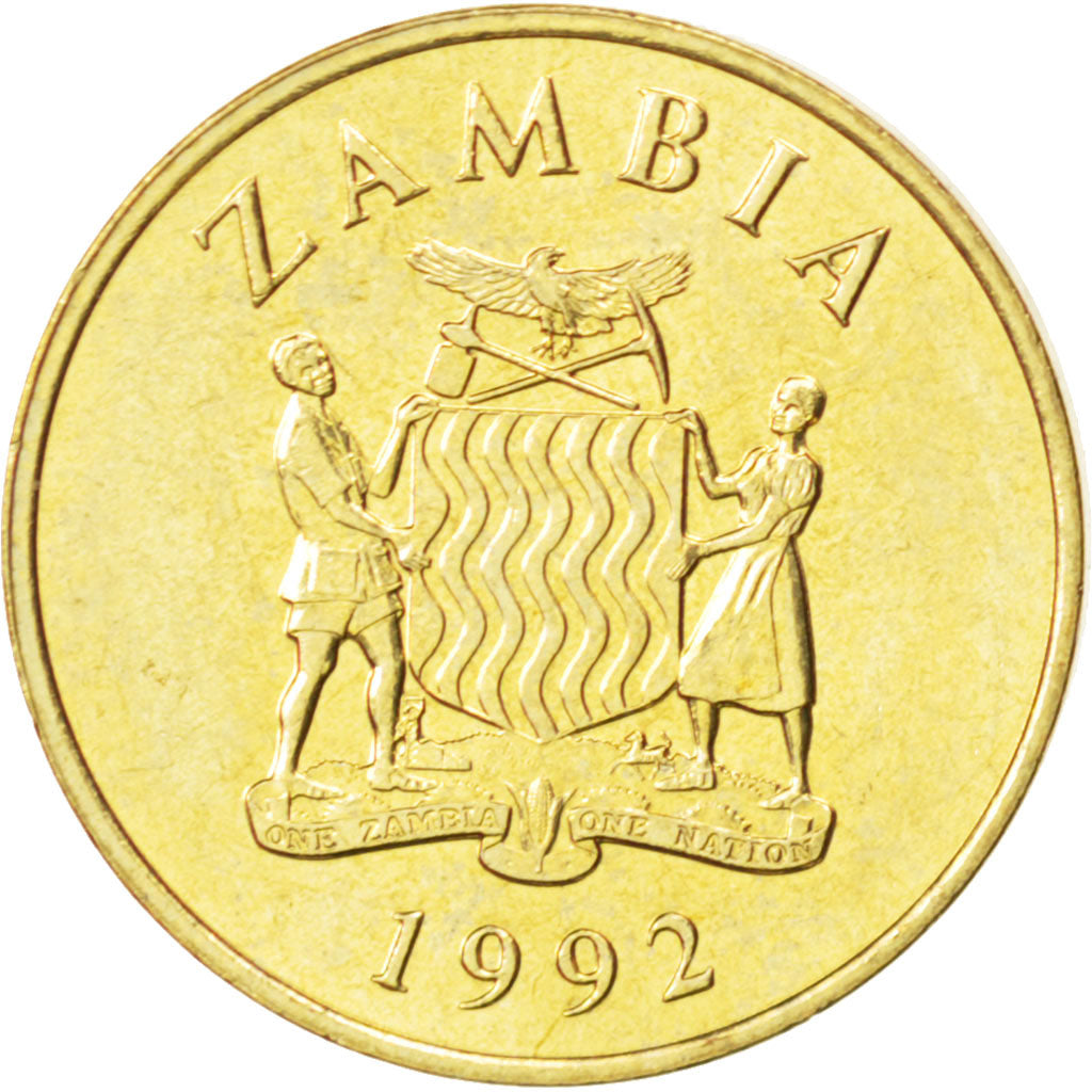 ZAMBIA, Kwacha, 1992, KM #38, MS(63), Brass, 19.2, 2.94