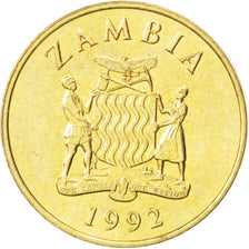 ZAMBIA, Kwacha, 1992, KM #38, MS(63), Brass, 19.2, 2.94