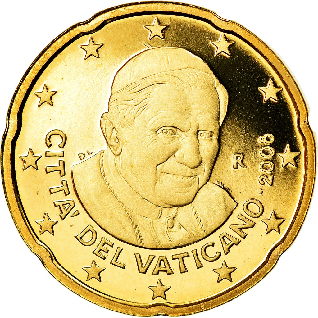 Vatikanstadt, 20 Euro Cent, 2008, BU, STGL, Messing, KM:386