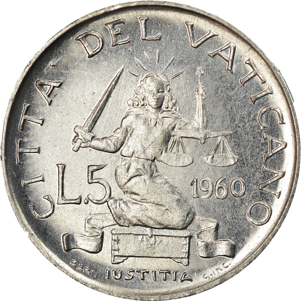 Monnaie, Cité du Vatican, John XXIII, 5 Lire, 1960, SPL, Aluminium, KM:60.2