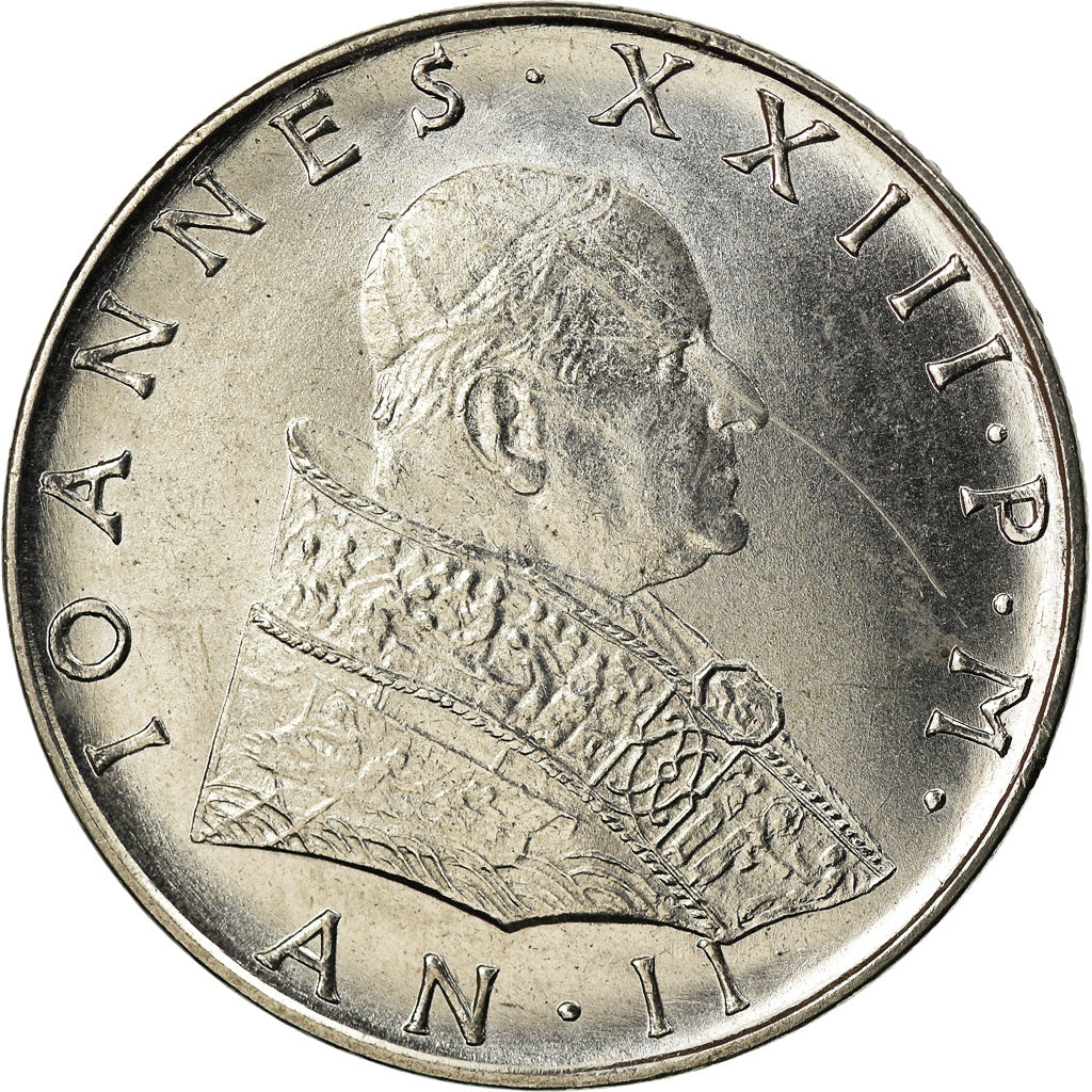 Moeda, CIDADE DO VATICANO, John XXIII, 50 Lire, 1960, MS(63), Aço Inoxidável