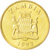 ZAMBIA, 5 Kwacha, 1992, KM #31, MS(63), Brass, 21, 3.54