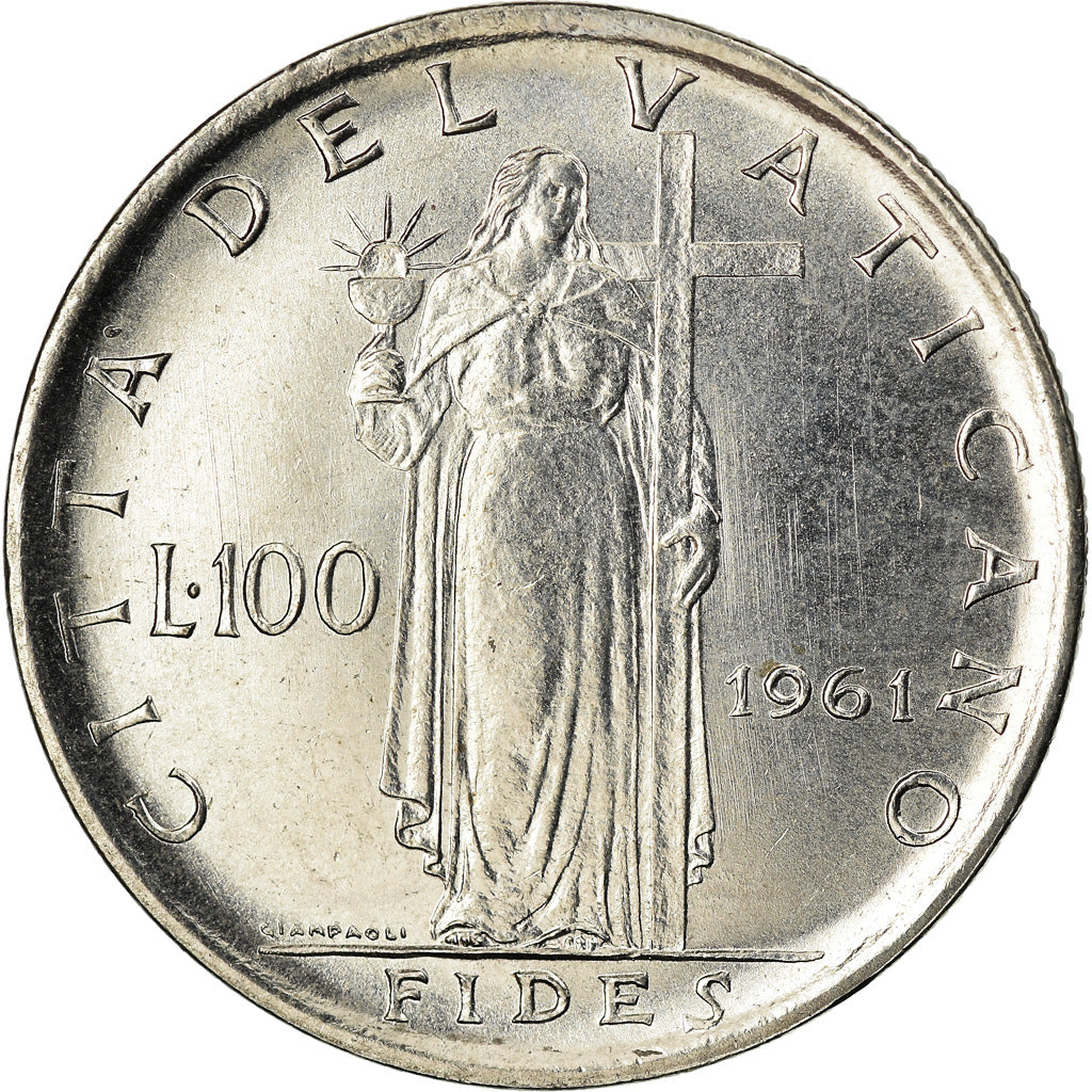 Moneta, PAŃSTWO WATYKAŃSKIE, John XXIII, 100 Lire, 1961, MS(63), Stal
