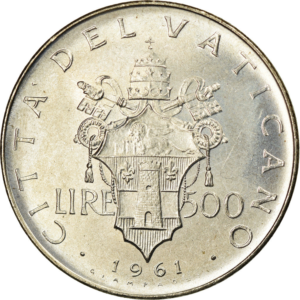 Monnaie, Cité du Vatican, John XXIII, 500 Lire, 1961, SPL, Argent, KM:65.2