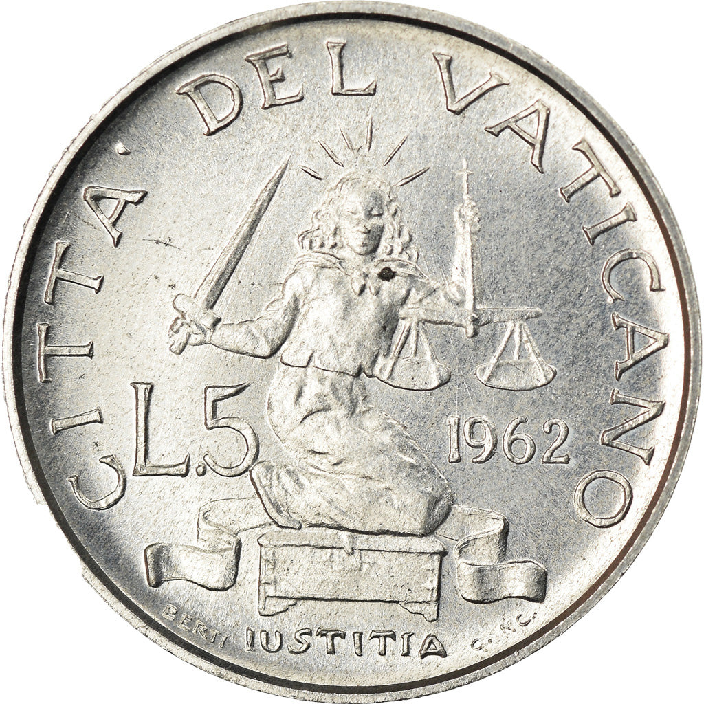 Monnaie, Cité du Vatican, John XXIII, 5 Lire, 1962, SPL, Aluminium, KM:60.2