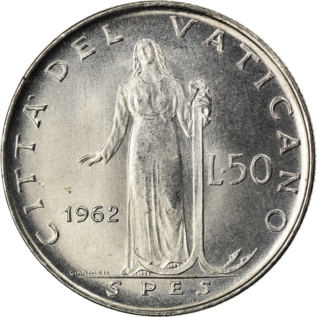 Moneta, CITTÀ DEL VATICANO, John XXIII, 50 Lire, 1962, Roma, SPL, Acciaio
