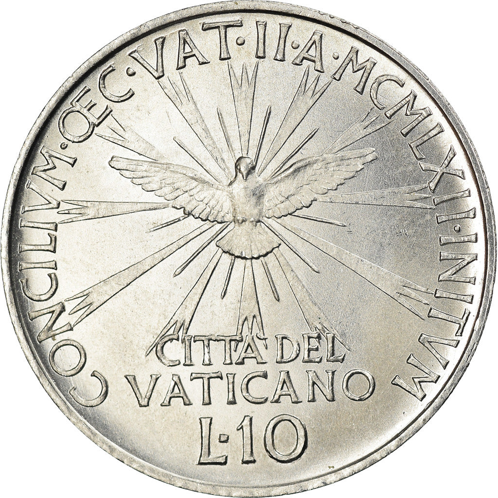 Moneta, PAŃSTWO WATYKAŃSKIE, John XXIII, 10 Lire, 1962, MS(63), Aluminium