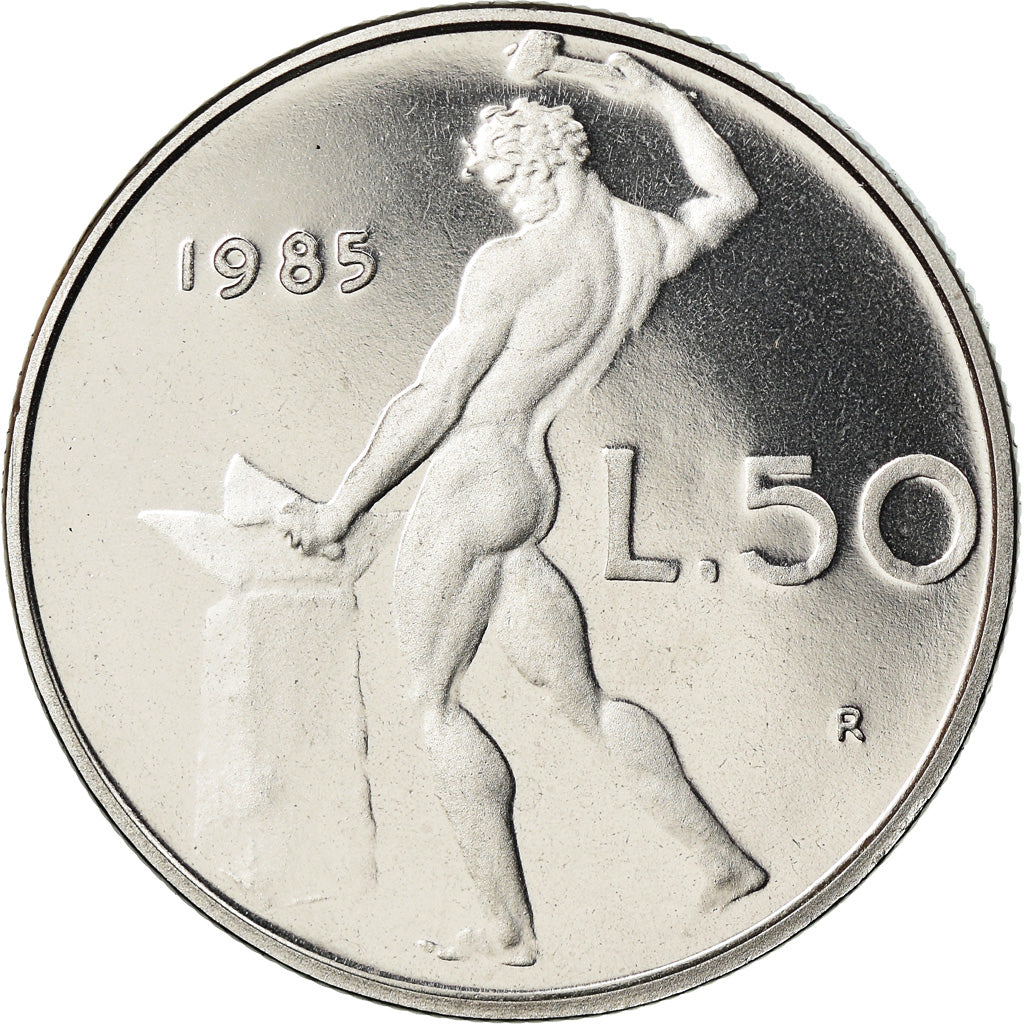 Münze, Italien, 50 Lire, 1985, Rome, Proof, STGL, Stainless Steel, KM:95.1