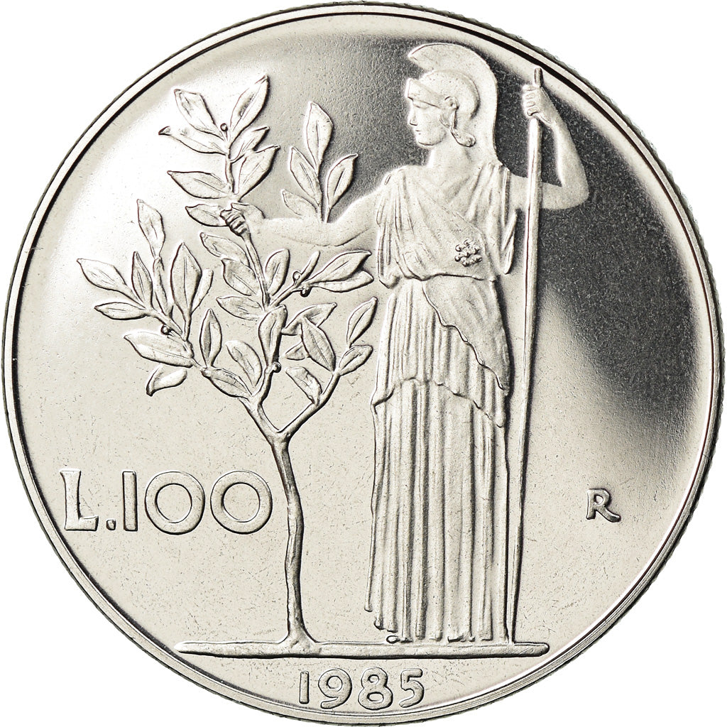 Moneta, Italia, 100 Lire, 1985, Rome, Proof, FDC, Acciaio inossidabile, KM:96.1
