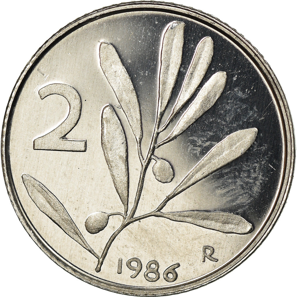 Monnaie, Italie, 2 Lire, 1986, Rome, Proof, FDC, Aluminium, KM:94