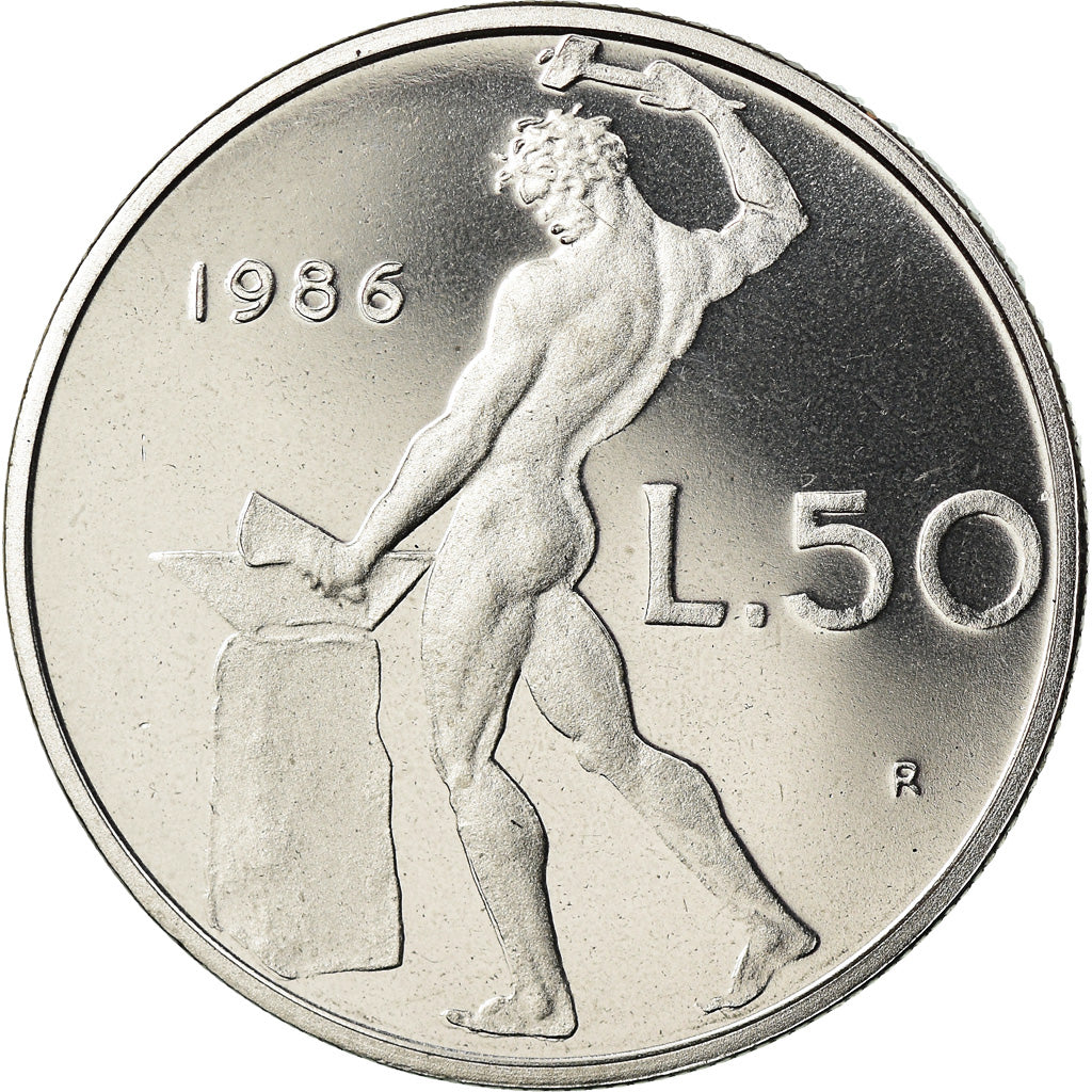 Monnaie, Italie, 50 Lire, 1986, Rome, Proof, FDC, Stainless Steel, KM:95.1