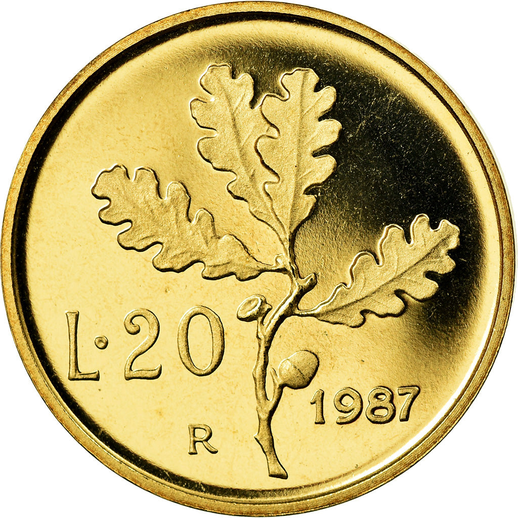 Monnaie, Italie, 20 Lire, 1987, Rome, Proof, FDC, Aluminum-Bronze, KM:97.2