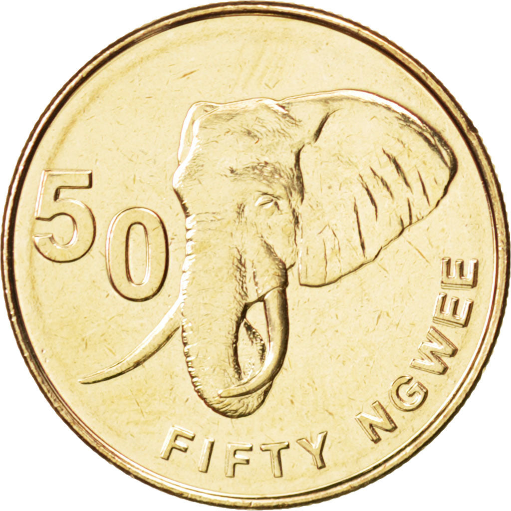 ZAMBIA, 50 Ngwee, 2012, KM #208, MS(63), Brass plated steel, 3.54
