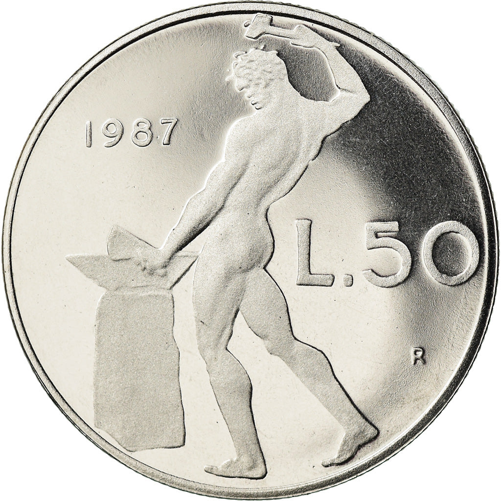 Monnaie, Italie, 50 Lire, 1987, Rome, Proof, FDC, Stainless Steel, KM:95.1