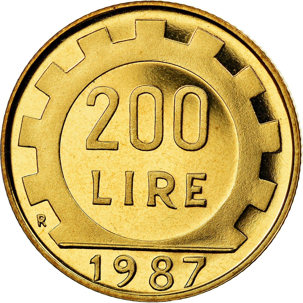 Münze, Italien, 200 Lire, 1987, Rome, Proof, STGL, Aluminum-Bronze, KM:105