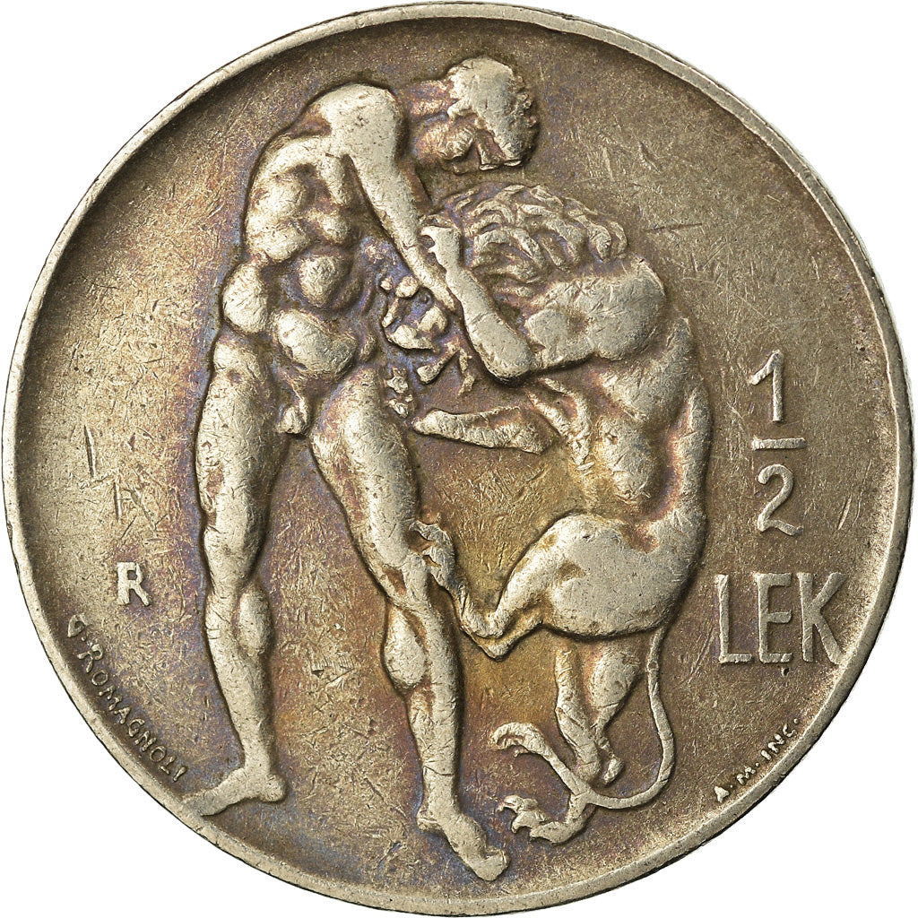 Münze, Albania, 1/2 Lek, 1926, Rome, SS, Nickel, KM:4
