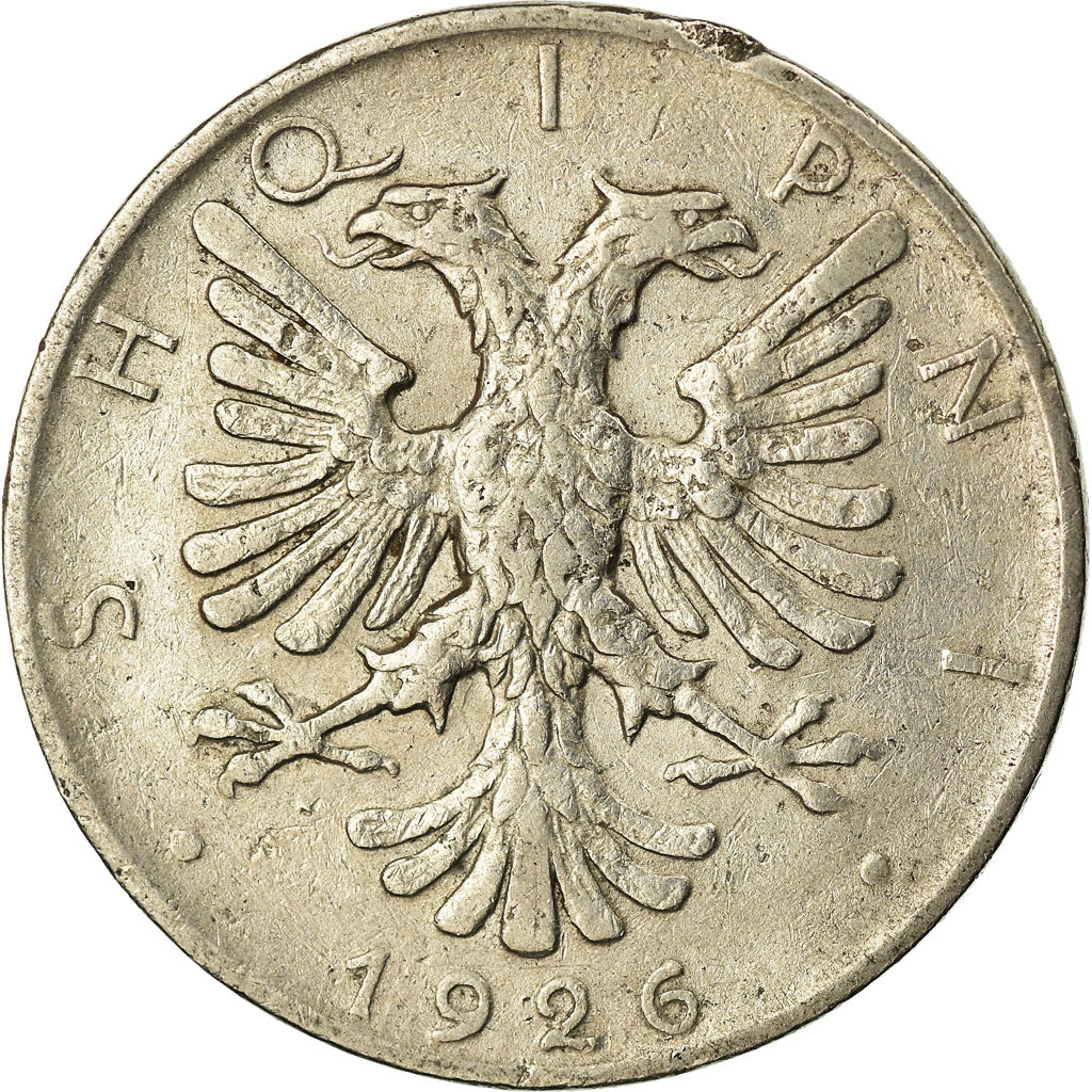 Münze, Albania, 1/2 Lek, 1926, Rome, SS, Nickel, KM:4