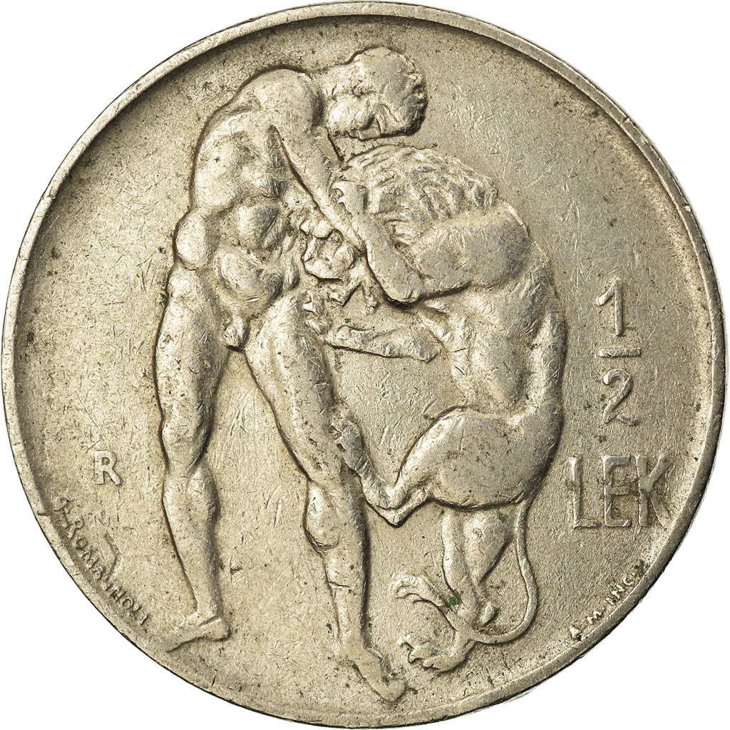 Münze, Albania, 1/2 Lek, 1926, Rome, SS, Nickel, KM:4