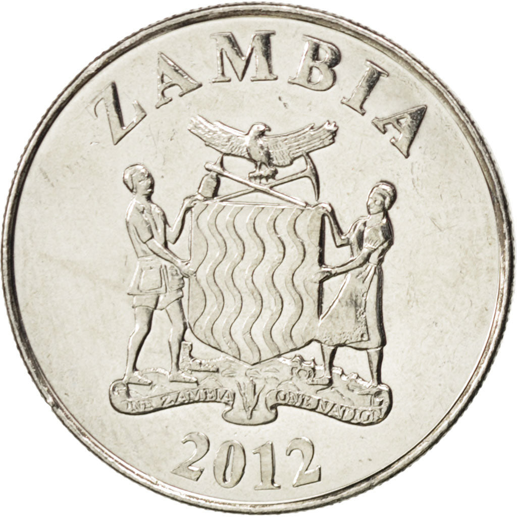 ZAMBIA, Kwacha, 2012, KM #209, MS(63), Nickel plated steel, 4.99