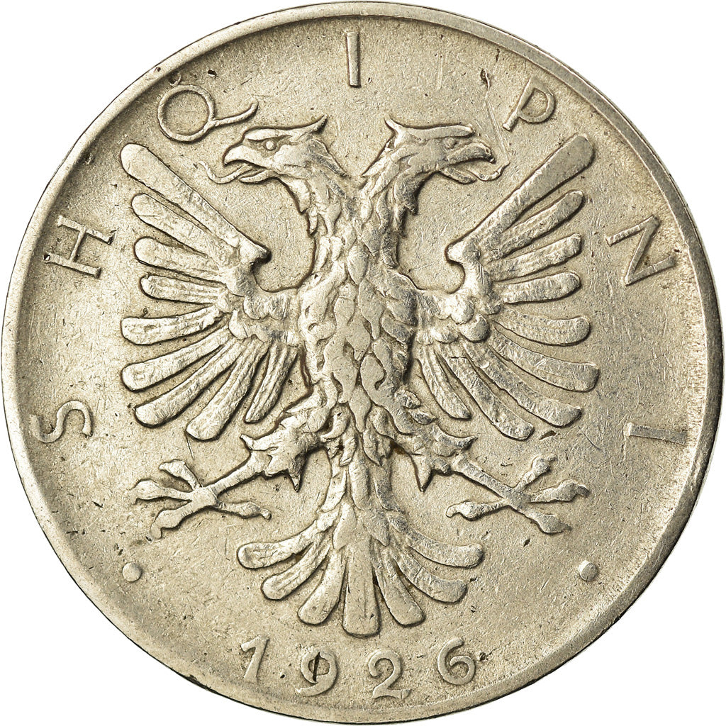 Monnaie, Albania, 1/2 Lek, 1926, Rome, TTB, Nickel, KM:4