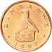Moneta, Zimbabwe, Cent, 1997, SPL, Acciaio placcato in bronzo, KM:1a