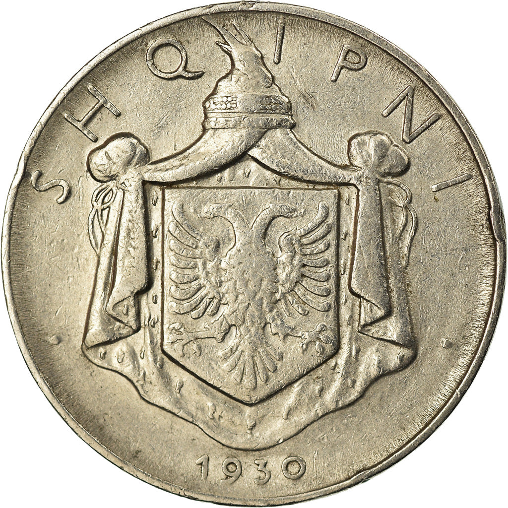 Moneta, Albania, Zog I, 1/2 Lek, 1930, BB, Nichel, KM:13