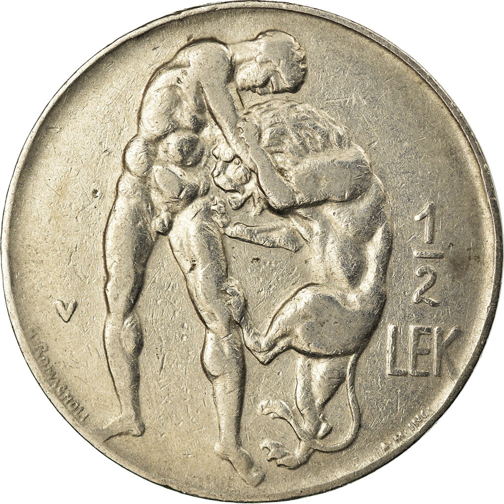 Moneta, Albania, Zog I, 1/2 Lek, 1930, AU(50-53), Nikiel, KM:13