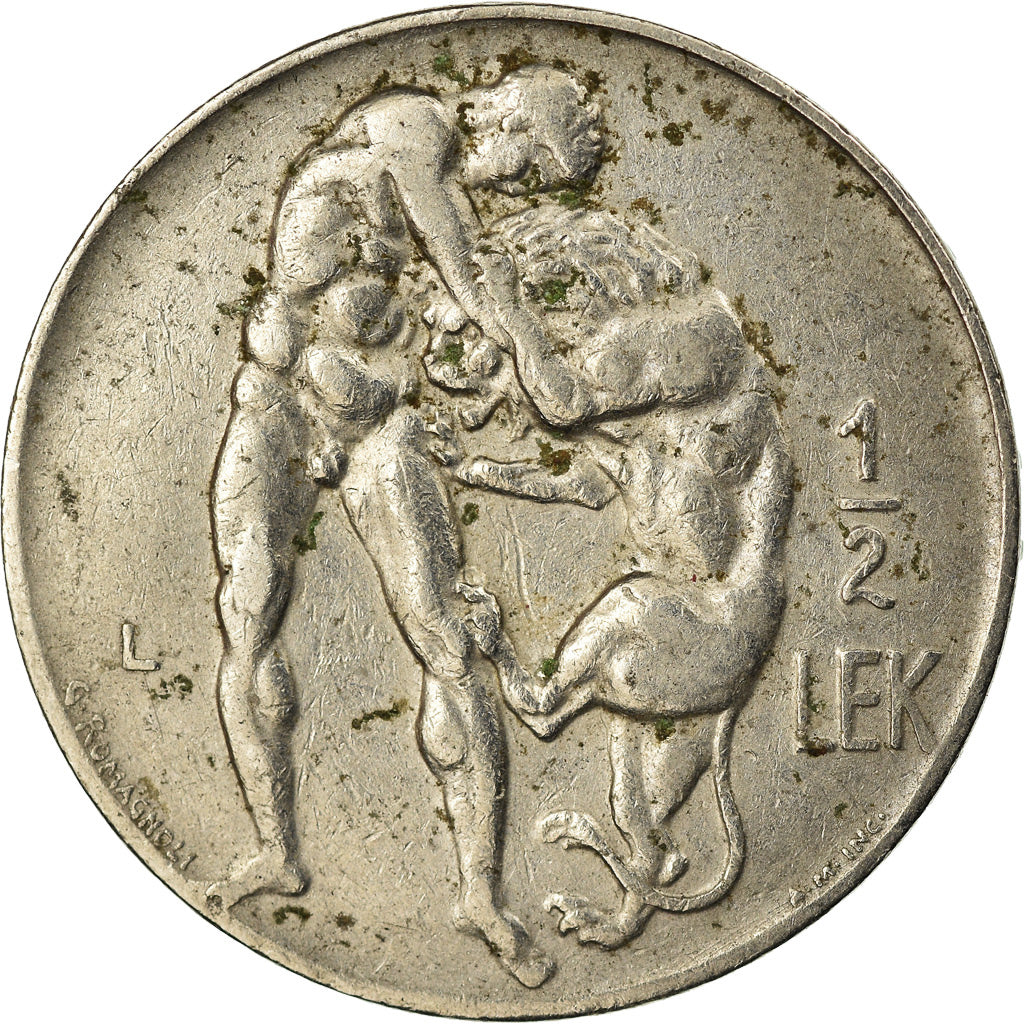 Moneta, Albania, Zog I, 1/2 Lek, 1931, BB, Nichel, KM:13