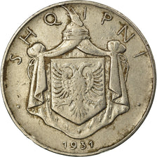 Moneda, Albania, Zog I, 1/2 Lek, 1931, MBC+, Níquel, KM:13