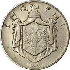 Monnaie, Albania, Zog I, 1/2 Lek, 1931, TTB+, Nickel, KM:13