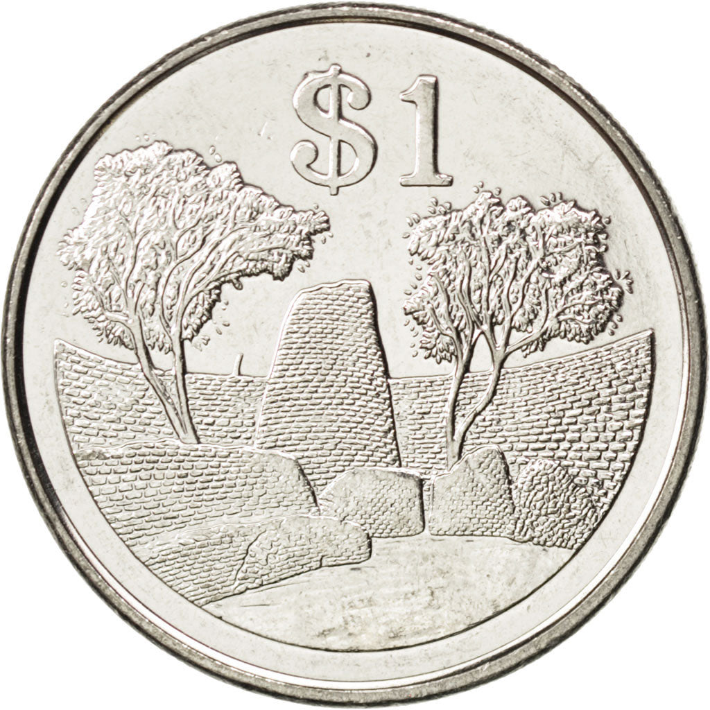 ZIMBABWE, Dollar, 2002, Harare, KM #6a, MS(63), Nickel Plated Steel, 29, 10.01