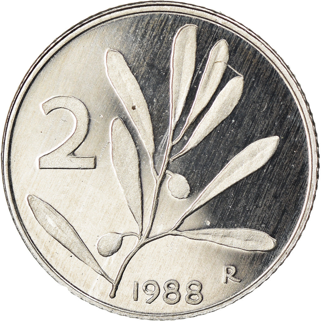 Monnaie, Italie, 2 Lire, 1988, Rome, Proof, FDC, Aluminium, KM:94