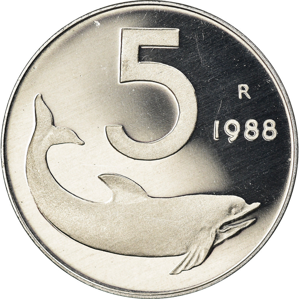 Monnaie, Italie, 5 Lire, 1988, Rome, Proof, FDC, Aluminium, KM:92