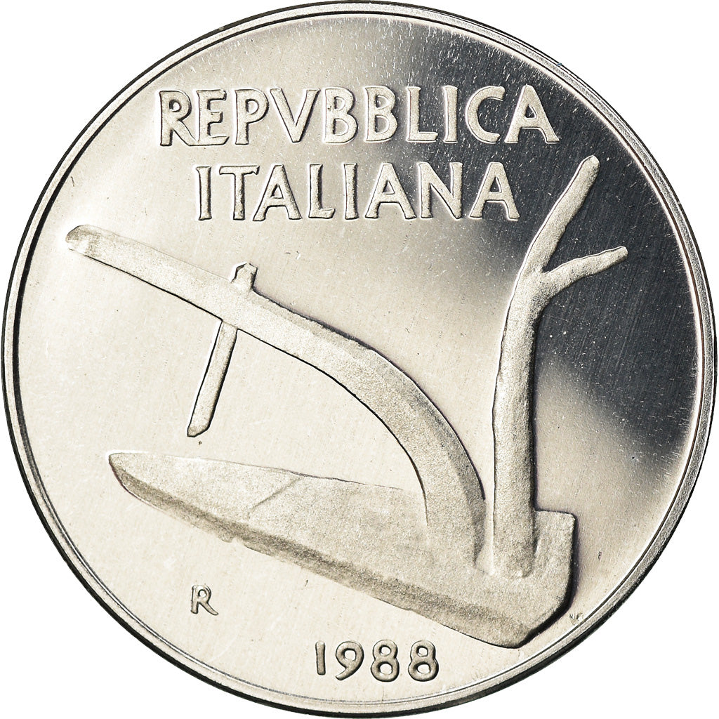 Moneta, Włochy, 10 Lire, 1988, Rome, Proof, MS(65-70), Aluminium, KM:93