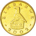 ZIMBABWE, 2 Dollars, 2002, Harare, KM #12a, MS(63), Brass Plated Steel, 24.5,...