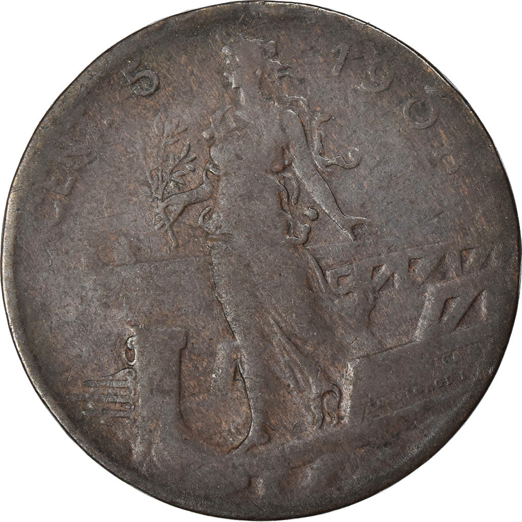 Münze, Italien, Vittorio Emanuele III, 5 Centesimi, 1908, Rome, S, Bronze