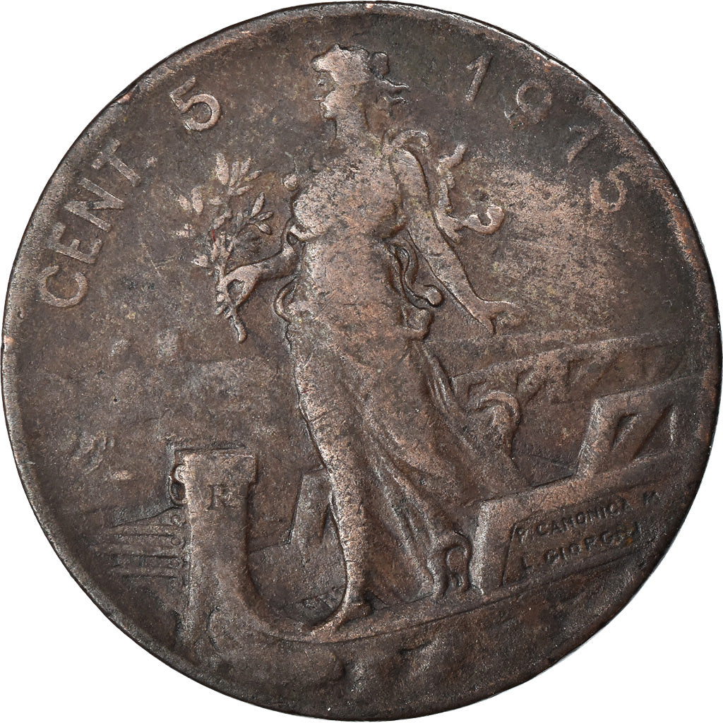 Münze, Italien, Vittorio Emanuele III, 5 Centesimi, 1915, Rome, S, Bronze