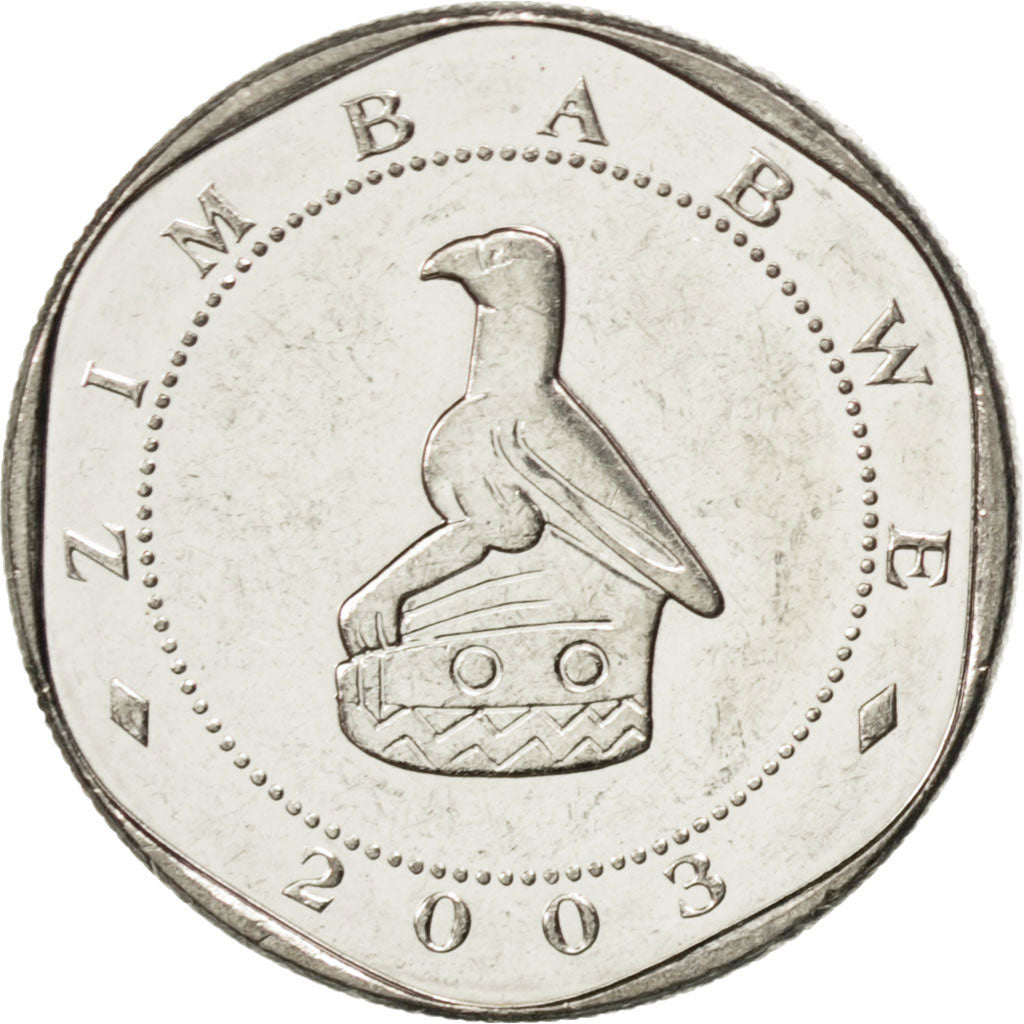 ZIMBABWE, 10 Dollars, 2003, Harare, KM #14, MS(63), Nickel Plated Steel, 21.5,..
