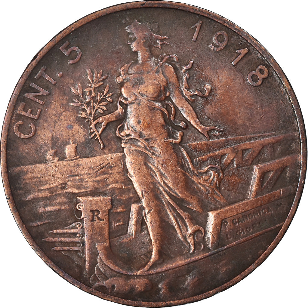 Moneta, Italia, Vittorio Emanuele III, 5 Centesimi, 1918, Rome, BB, Bronzo