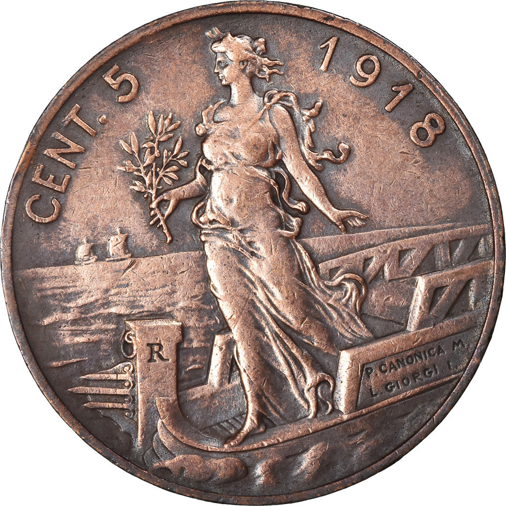 Münze, Italien, Vittorio Emanuele III, 5 Centesimi, 1918, Rome, SS, Bronze
