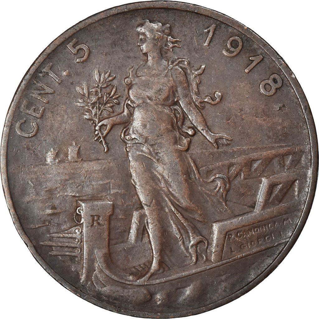 Münze, Italien, Vittorio Emanuele III, 5 Centesimi, 1918, Rome, SS, Bronze