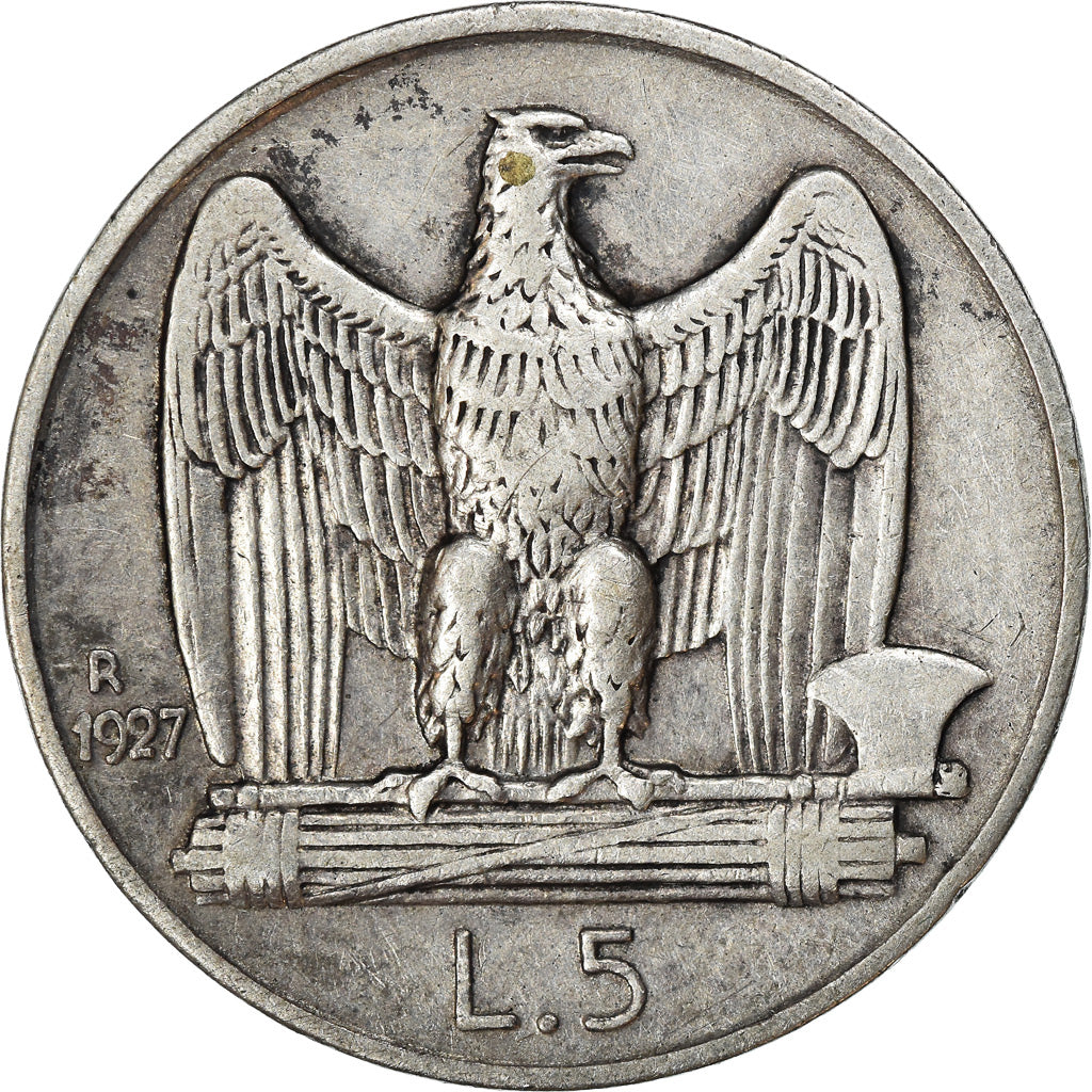 Moeda, Itália, Vittorio Emanuele III, 5 Lire, 1927, Rome, EF(40-45), Prata