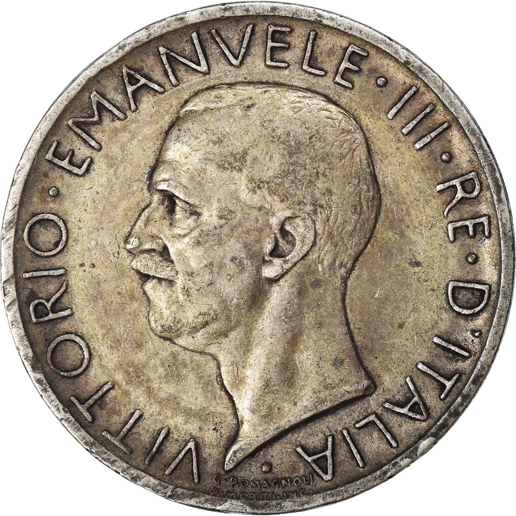 Moeda, Itália, Vittorio Emanuele III, 5 Lire, 1928, Rome, EF(40-45), Prata