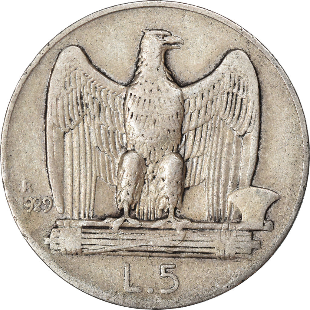 Münze, Italien, Vittorio Emanuele III, 5 Lire, 1929, Rome, S+, Silber, KM:67.2