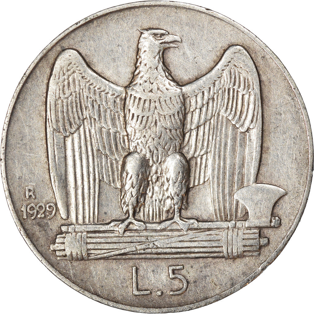 Moneta, Italia, Vittorio Emanuele III, 5 Lire, 1929, Rome, BB, Argento, KM:67.2
